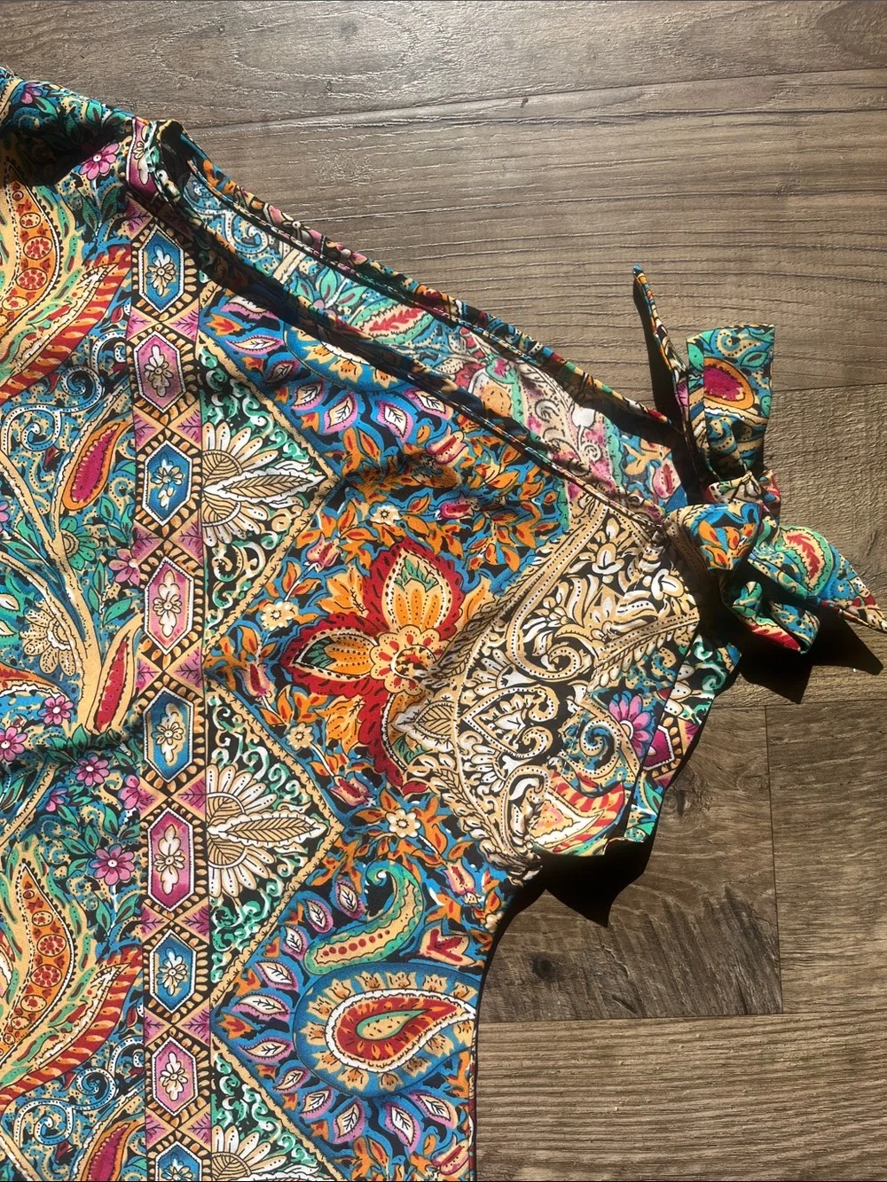 SHEIN Cold ShoulderColorful Paisley Blouse with 89th & Madison Bright Blue Pants